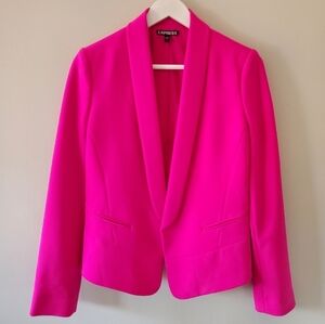 NWOT Express 4 Hot Pink Barbiecore Contemporary Preppy Office Siren Open Blazer